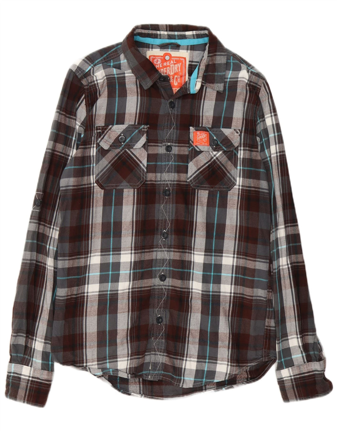 Cămașă de flanel pentru bărbați Superdry, bumbac cu carouri multicolore
