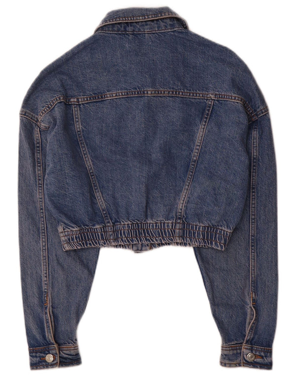 Topshop Jachetă de denim crop pentru femei UK 8 Small Blue