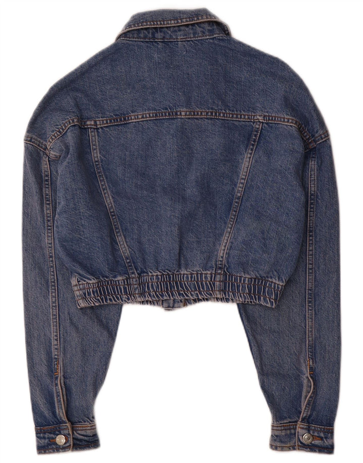 Topshop Jachetă de denim crop pentru femei UK 8 Small Blue