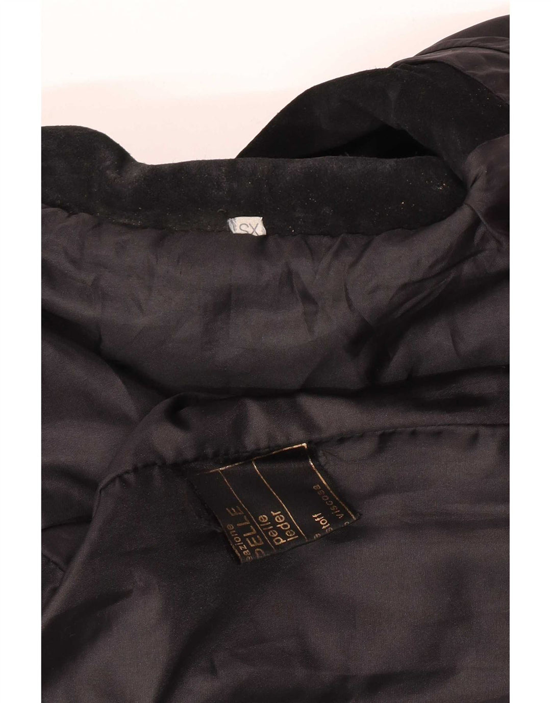Geaca de piele de piele intoarsa cu 4 nasturi vintage pentru femei UK 6 XS piele neagra