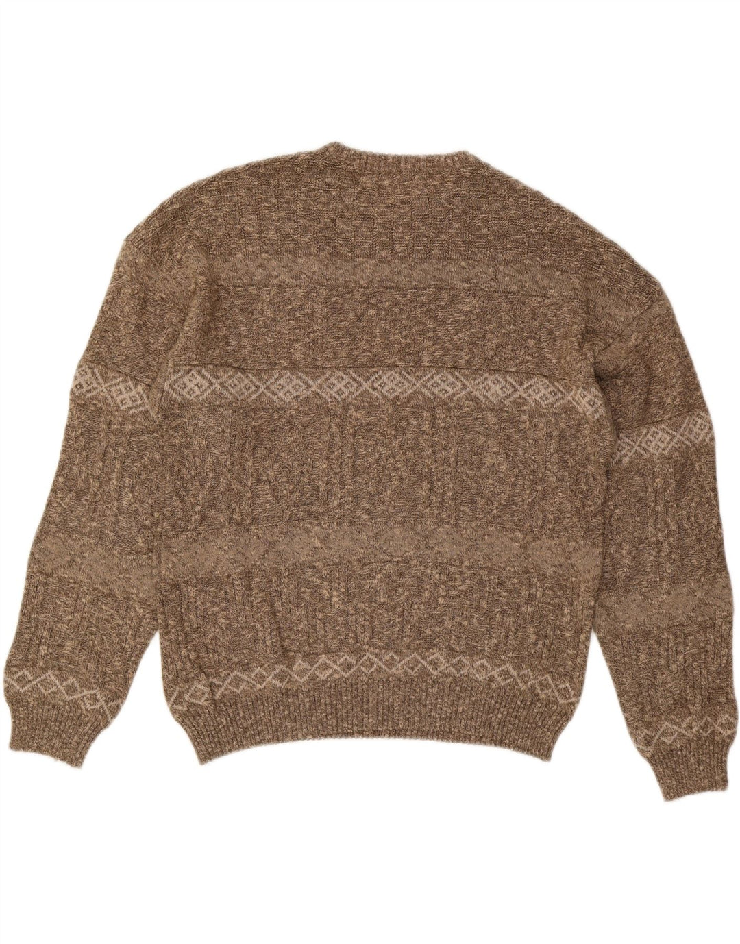 Pulover VINTAGE pentru bărbați cu gât roșu IT 56 2XL maro cu dungi