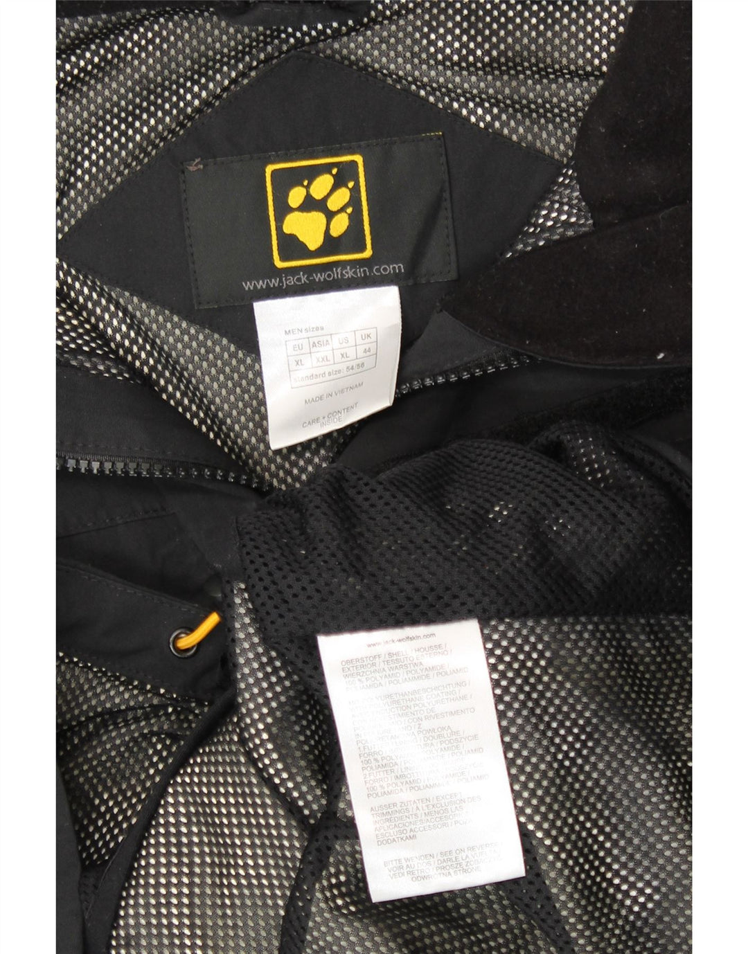 JACK WOLFSKIN Jachetă de vânt cu glugă pentru bărbați UK 44 XL Poliamidă neagră