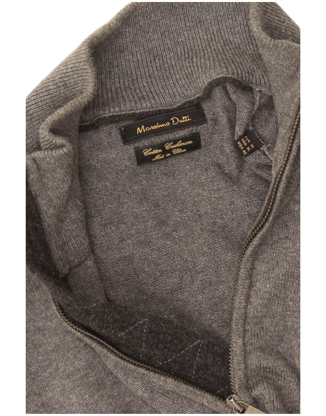 Pulover Massimo Dutti pentru bărbați, cu fermoar, cu gât, bumbac XL, gri