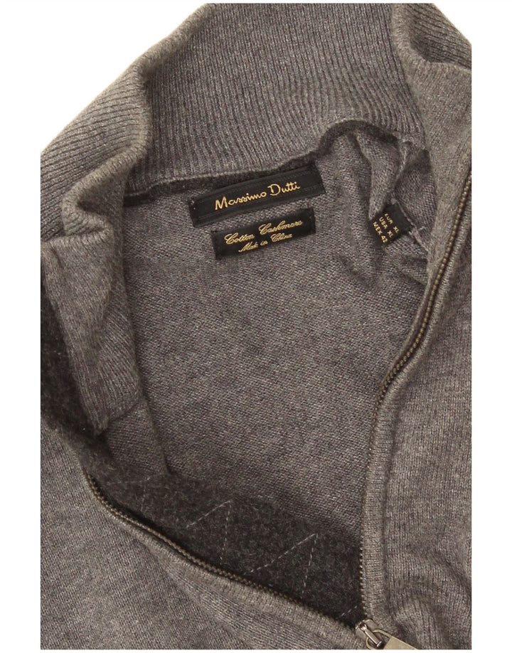 Pulover Massimo Dutti pentru bărbați, cu fermoar, cu gât, bumbac XL, gri