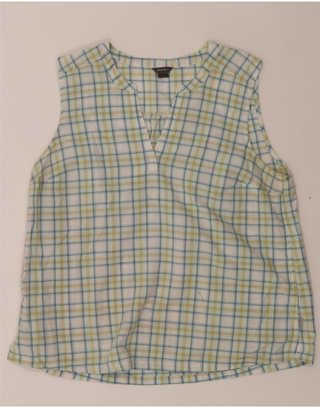 EDDIE BAUER Womens Sleeveless Blouse Top UK 16 Large Blue Check Vintage Eddie Bauer and Second-Hand Eddie Bauer from Messina Hembry 