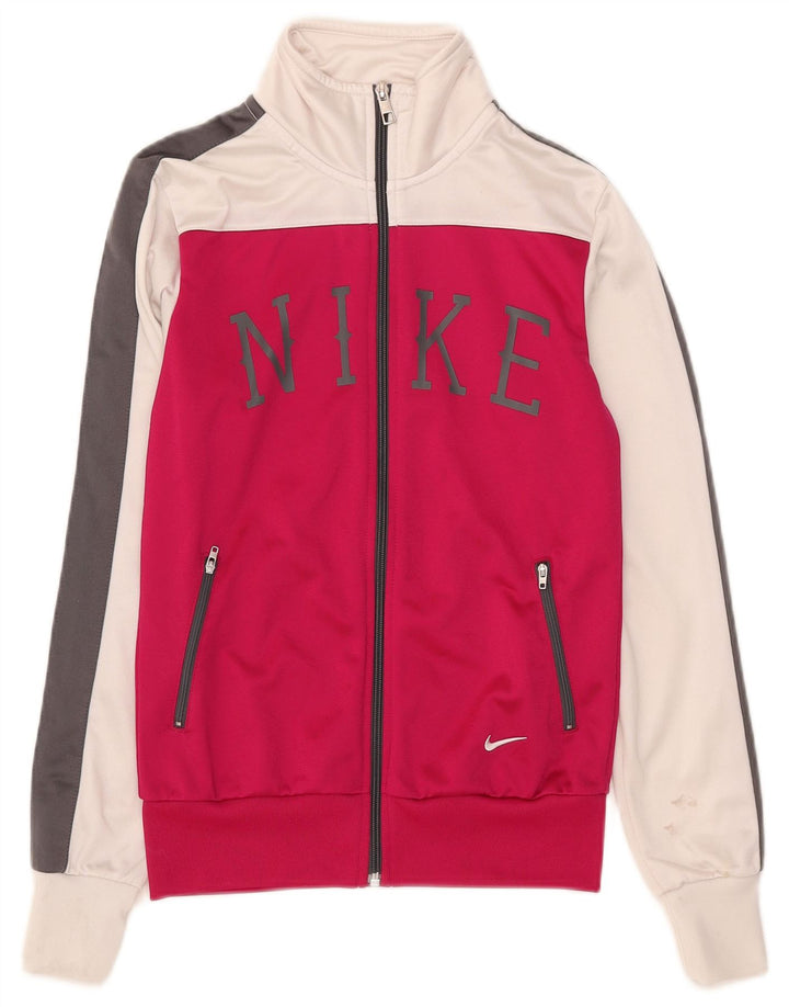 Jachetă de top pentru trening cu grafică Nike pentru femei UK 10 Mic roz colorblock