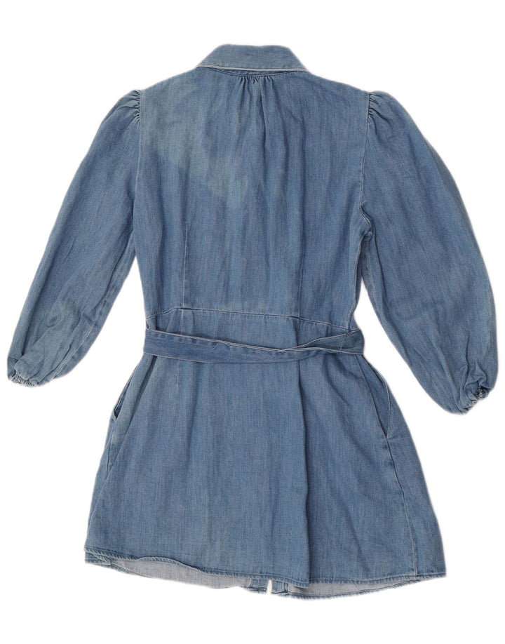 Rochie din denim cu mânecă lungă pentru femei Zara UK 12 Medium Blue