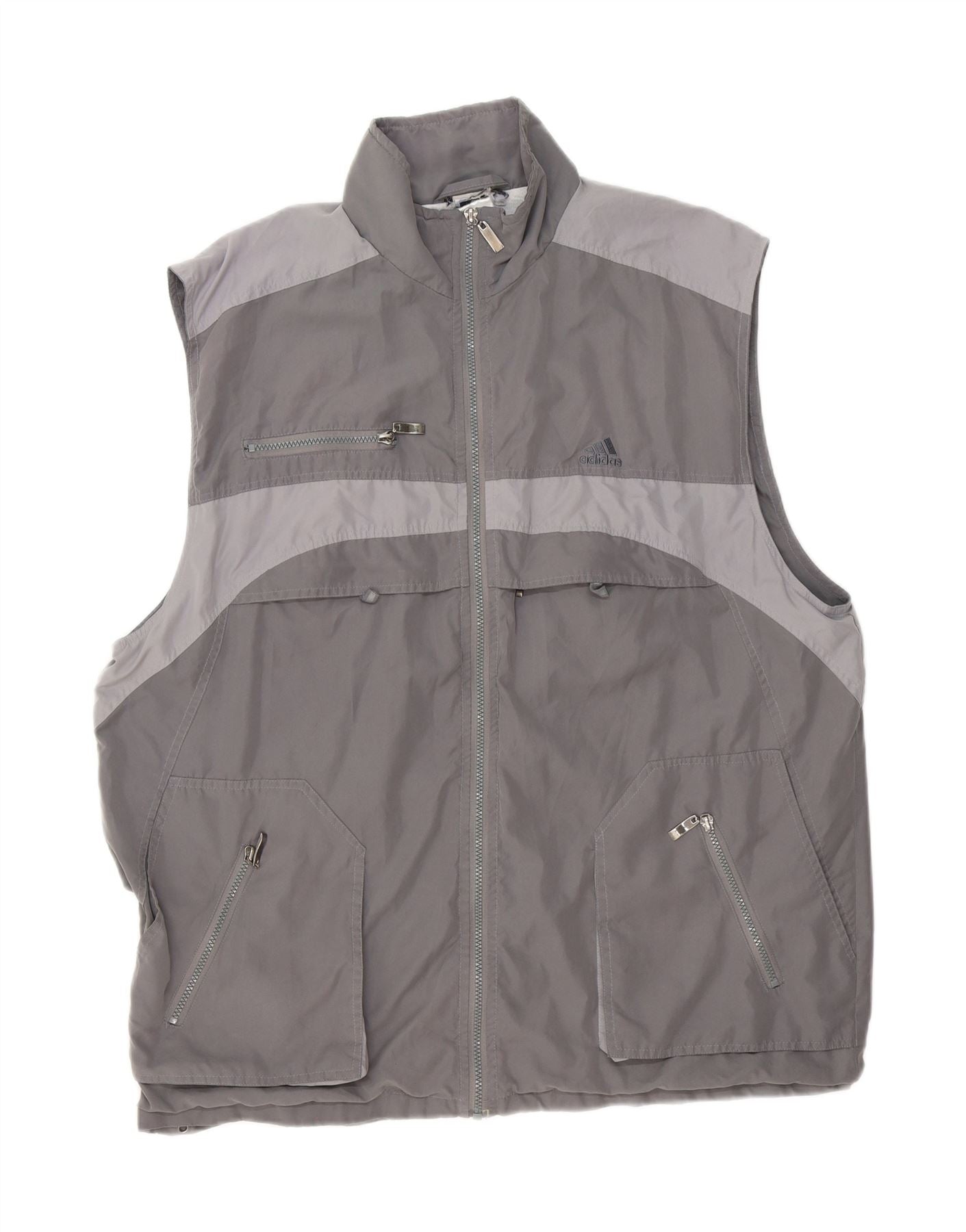 ADIDAS Mens Utility Gilet UK 44 2XL Grey Colourblock Vintage Adidas and Second-Hand Adidas from Messina Hembry 