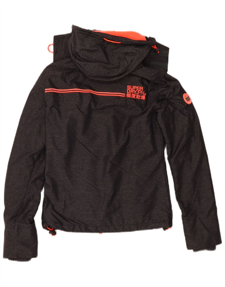 SUPERDRY Womens Hooded Windbreaker Jacket UK 2 2XS Grey Nylon