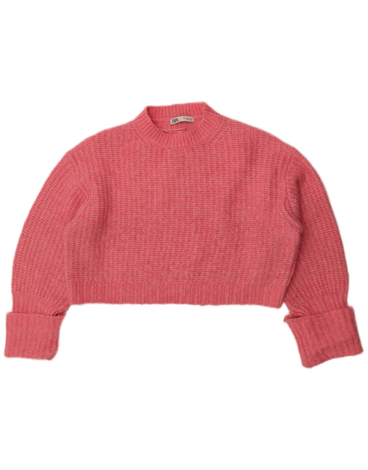 Pulover de damă Zara Crop Oversized Crew Deck Pulover UK 14 Medium Pink