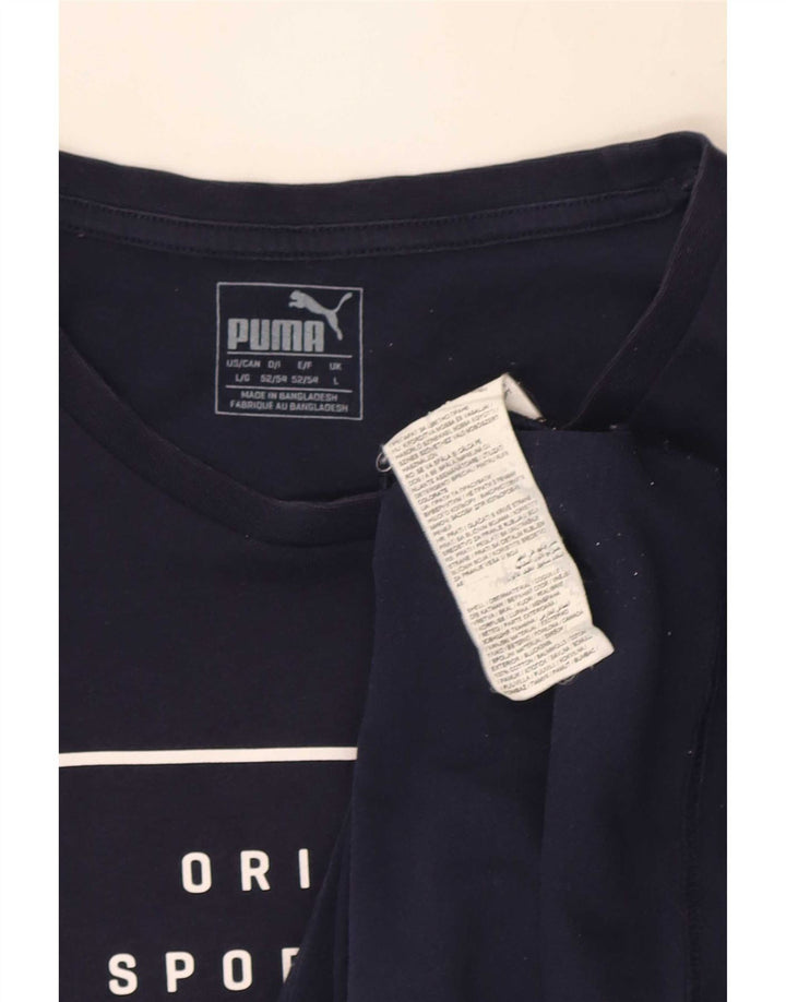 Tricou grafic Puma pentru bărbați Top mare din bumbac bleumarin