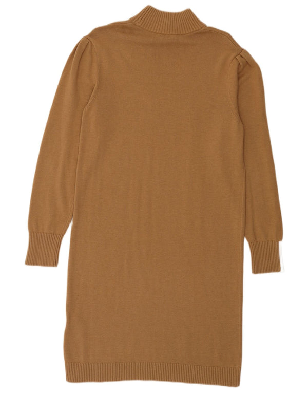Hugo Boss Rochie Jumper cu mânecă lungă pentru femei UK 10 Bumbac maro mic