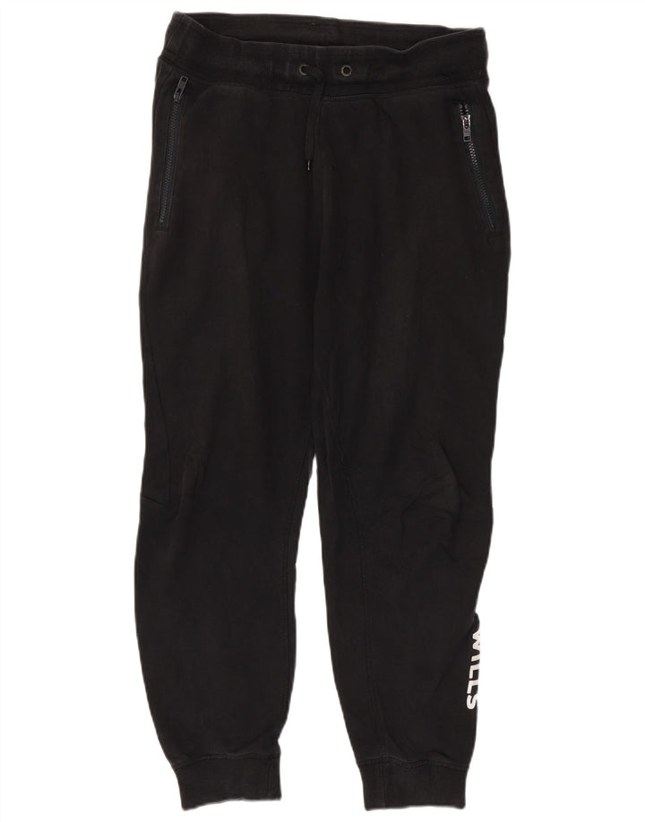Jack Wills Pantaloni de trening grafic pentru bărbați Pantaloni de jogging, bumbac mediu negru