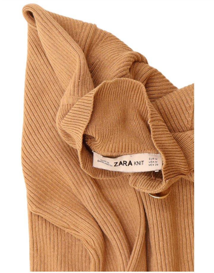 Pulover pentru femei cu gât țestoasă Zara UK 12, viscoză mediu bej