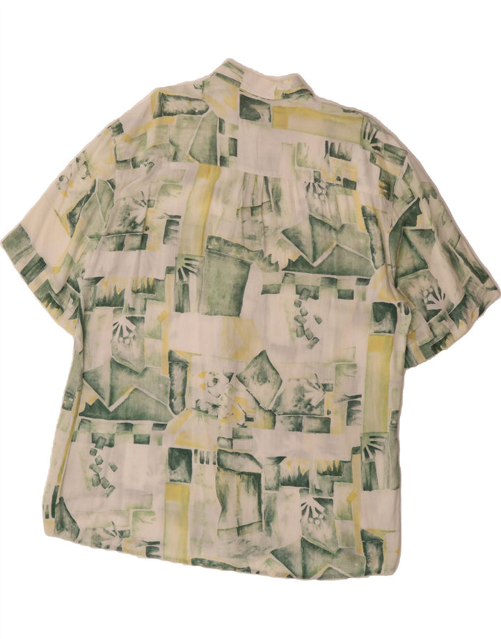 VINTAGE Mens Short Sleeve Shirt XL Green Geometric Vintage Vintage and Second-Hand Vintage from Messina Hembry 