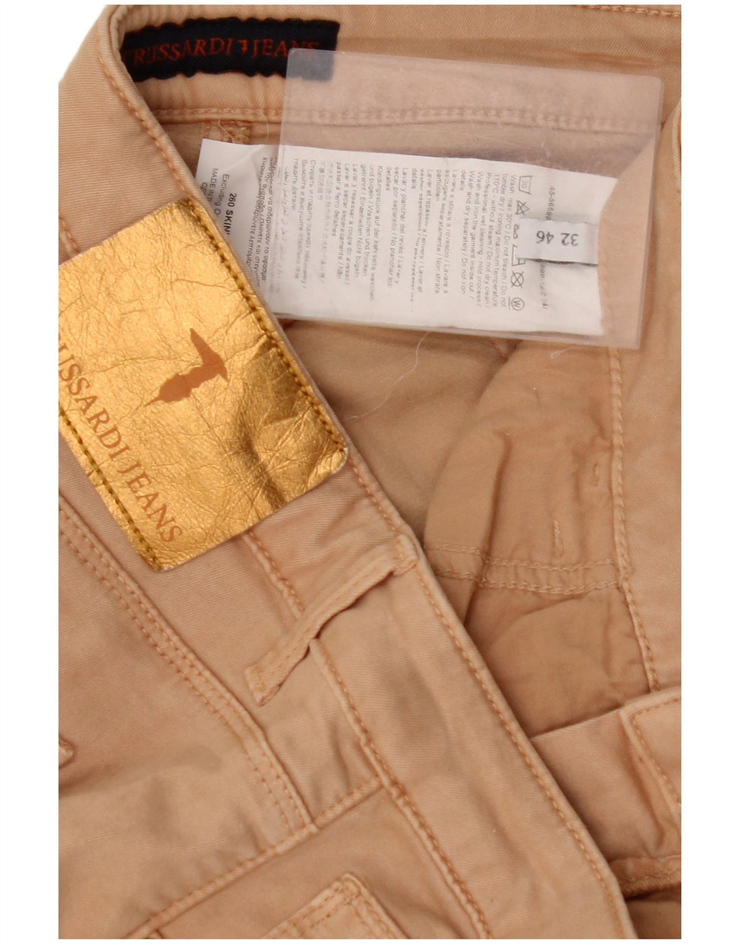 TRUSSARDI Pantaloni casual subțiri pentru femei IT 46 Large W32 L30 Bej Lyocell