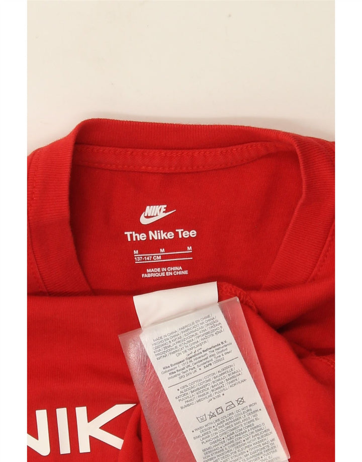 Tricou grafic pentru băieți NIKE Top 10-11 ani bumbac roșu mediu