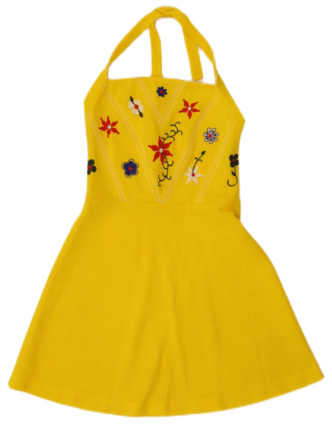 Rochie de damă Vintage Halter IT 42 Medium Galben Floral
