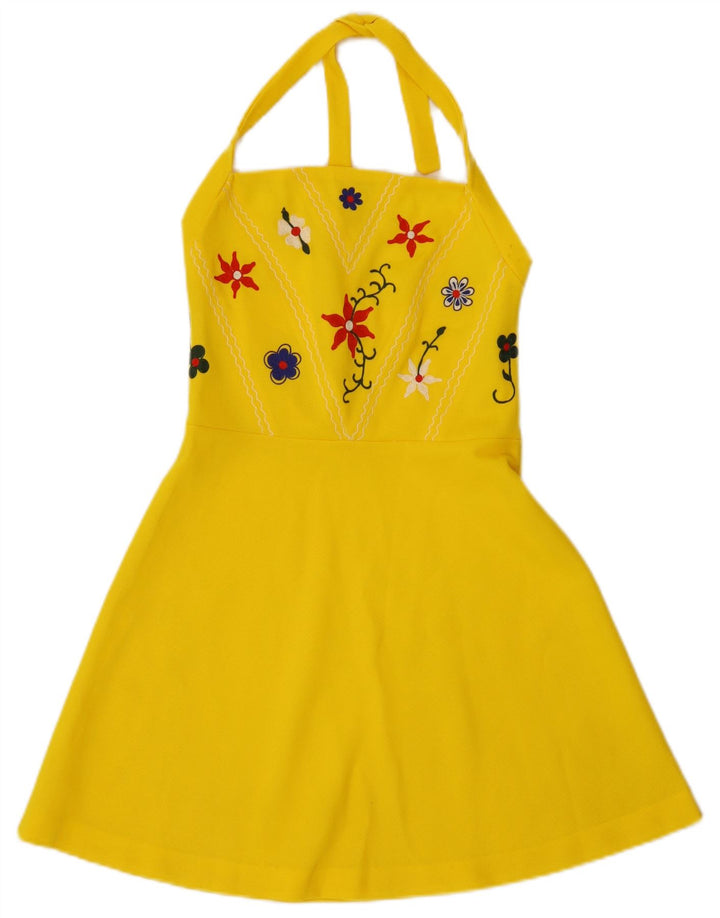 Rochie de damă Vintage Halter IT 42 Medium Galben Floral