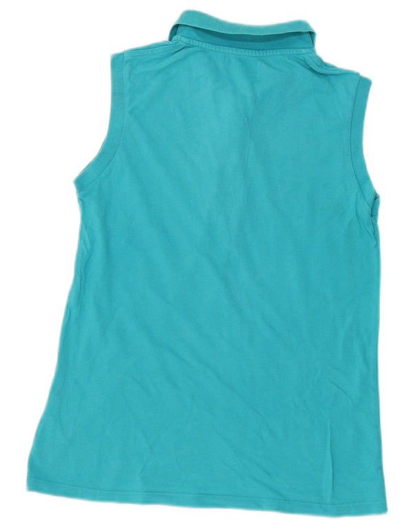 Tricou polo fără mâneci Kappa pentru femei UK 12, bumbac turcoaz mediu