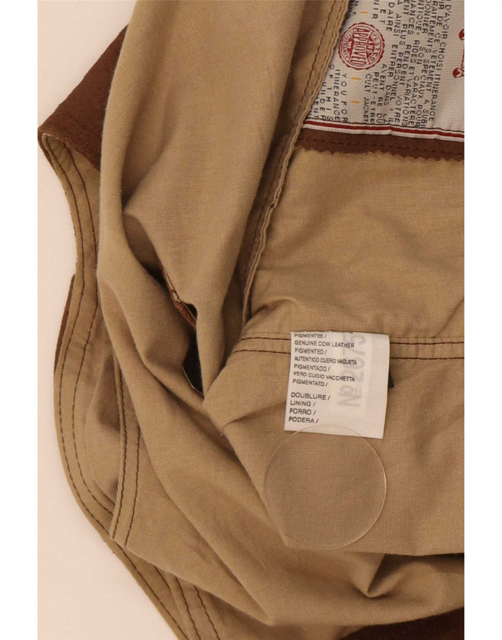 Vesta de piele intoarsa XL maro pentru barbati