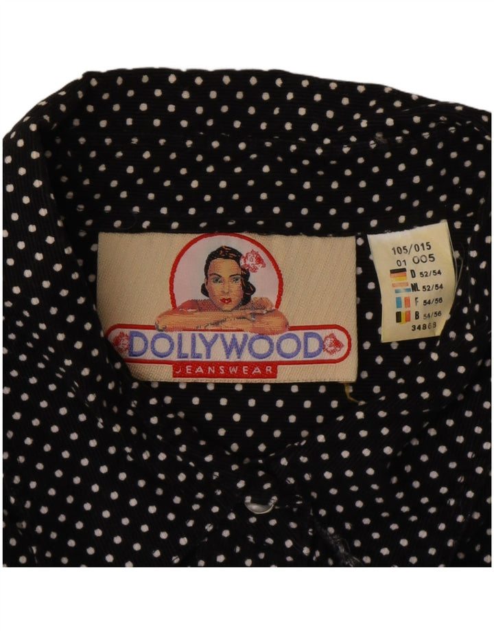 Rochie cămașă supradimensionată pentru femei Vintage EU 52 4XL Bumbac cu pete negre