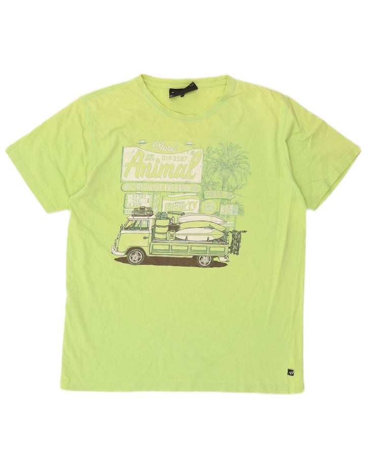 Tricou grafic pentru bărbați Animal Top Bumbac verde mediu