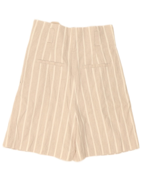 Bermuda Massimo Dutti pentru femei cu talie inalta EU 36 XS W26 bej cu dungi