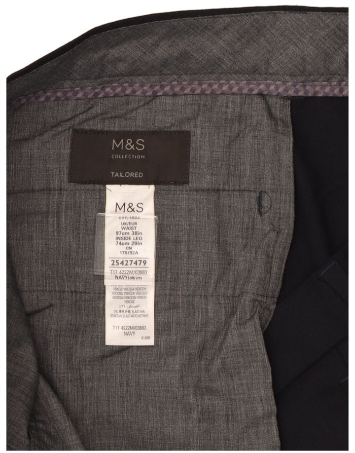 Pantaloni de costum drepți croiți pentru bărbați Marks & Spencer L38 L29 bleumarin