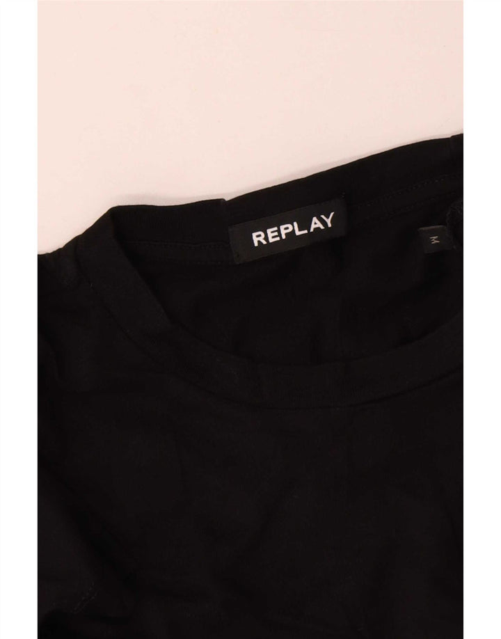 Tricou grafic pentru bărbați Replay Top mediu negru bumbac