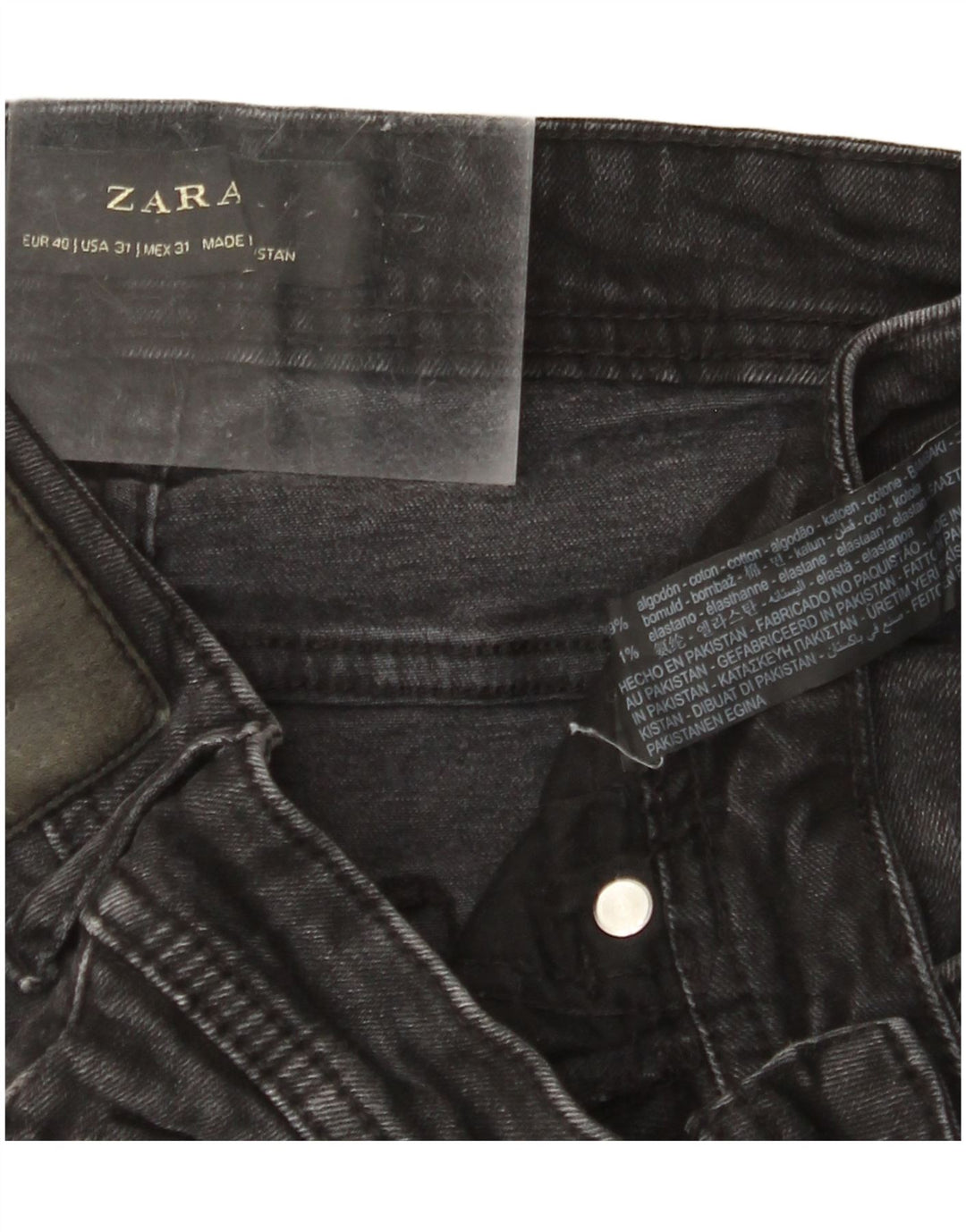 Blugi skinny de damă învechiți de ZARA EU 40 Mediu L31 L25 Bumbac negru