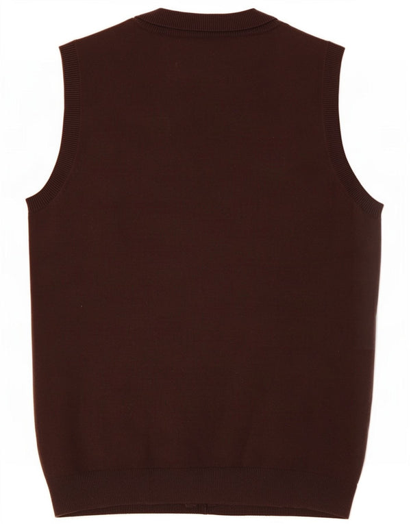 Zara Femei Vest Tank Top UK 12 Bumbac Maro Mediu