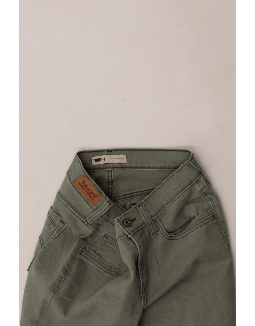 LEVI'S Womens Capri Jeans US 4 Small W30 L19 Green Cotton Vintage Levi's and Second-Hand Levi's from Messina Hembry 