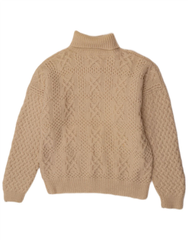 Pulover vintage pentru bărbați cu gât rulat, XL, alb