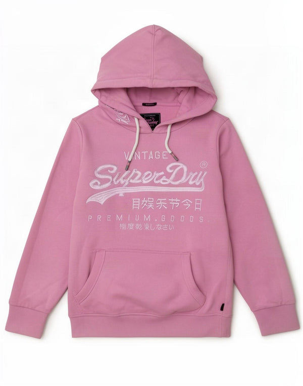 Pulover Superdry Graphic Classic Fit pentru femei UK 12, bumbac roz mediu