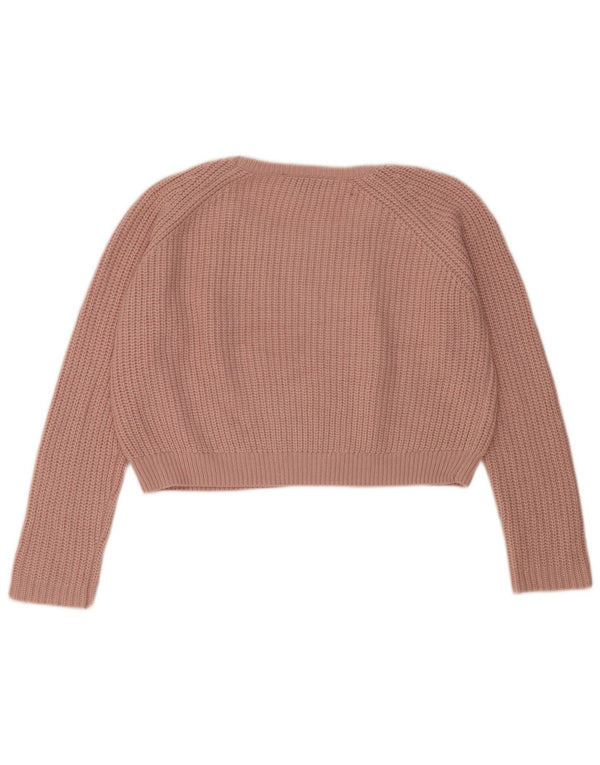 Pulover Topshop pentru femei, crop supradimensionat, cu gât de barcă, UK 4 XS, roz acrilic
