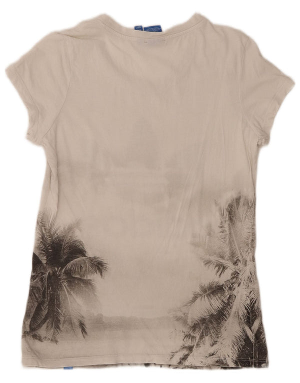 Tricou grafic Adidas pentru femei Top UK 14 Medium White Floral Bumbac