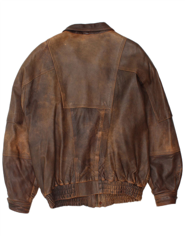 Jachetă din piele vintage pentru bărbați IT 58 4XL din piele maro
