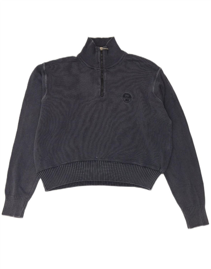 NORTH SAILS Womens Zip Neck Jumper Sweater UK 16 Large Navy Blue