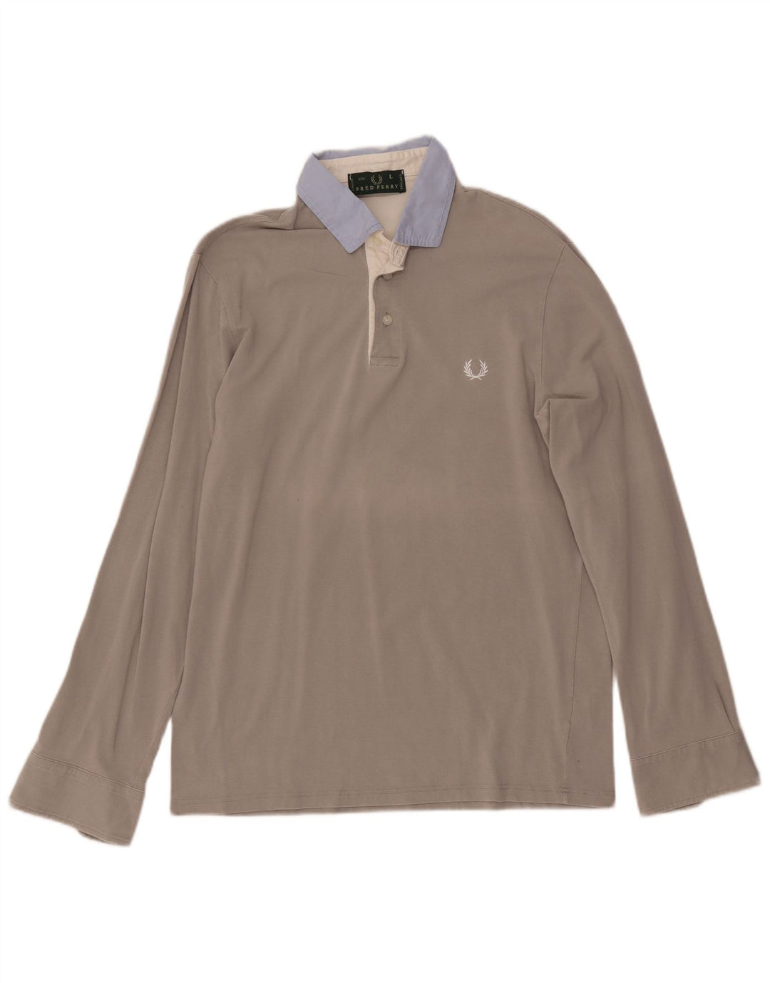 FRED PERRY Tricou polo pentru bărbați cu mânecă lungă, mare, gri, bumbac color bloc