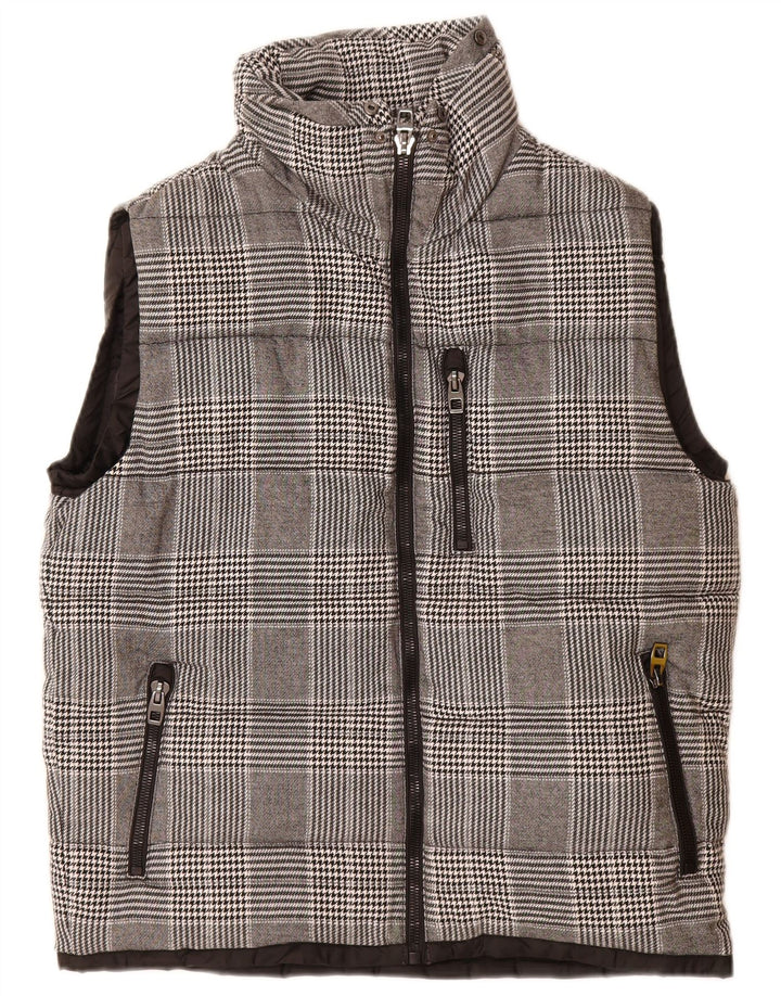 Gilet căptușit pentru bărbați Zara UK 42 XL poliester cu carouri gri