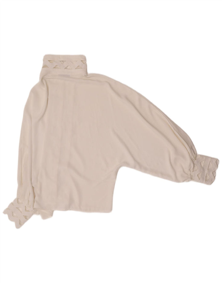 Bluză de cămașă vintage pentru femei UK 14 Poliester alb mare