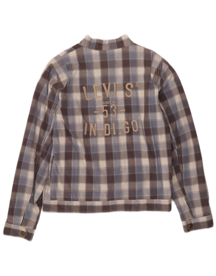 Jachetă bomber cu grafică Levi's pentru băieți, 13-14 ani, carouri albastre