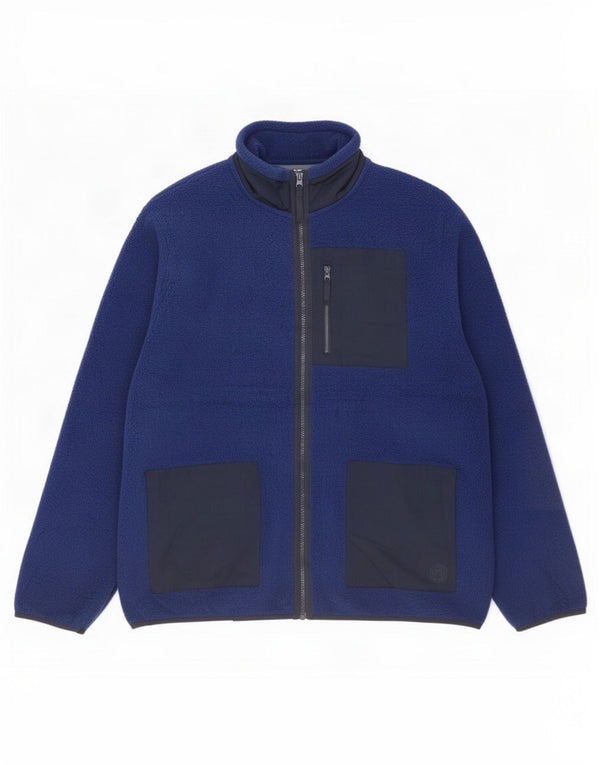 Jachetă fleece pentru bărbați Marks & Spencer UK 40, mare, albastru, poliester color bloc