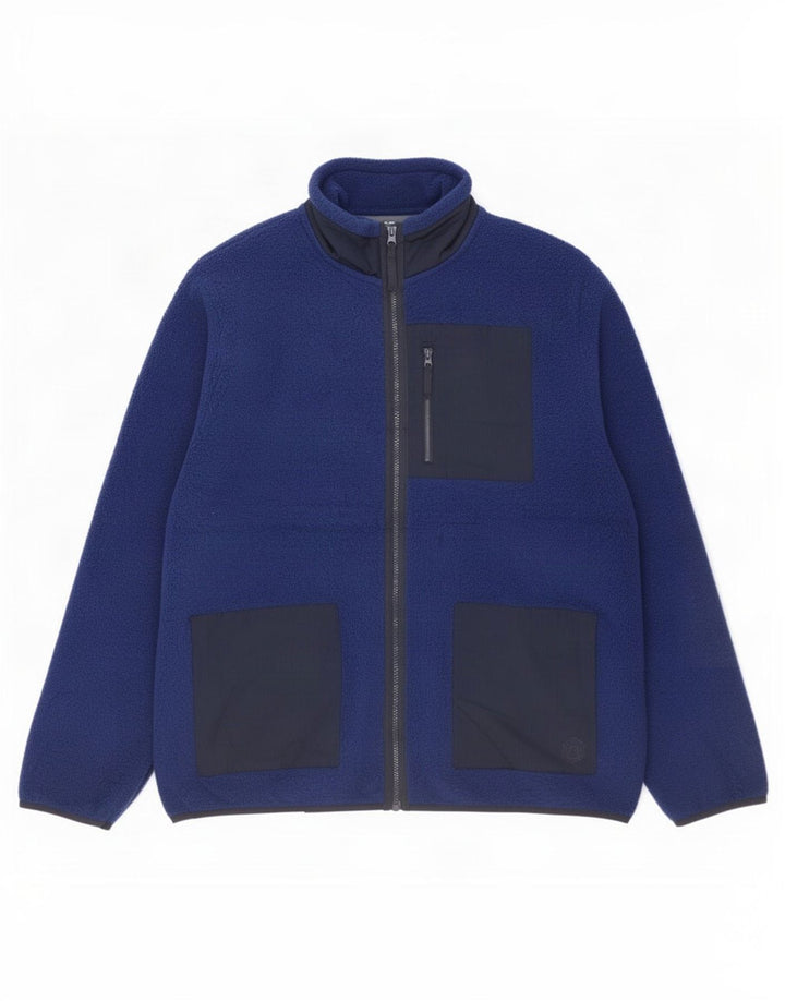 Jachetă fleece pentru bărbați Marks & Spencer UK 40, mare, albastru, poliester color bloc