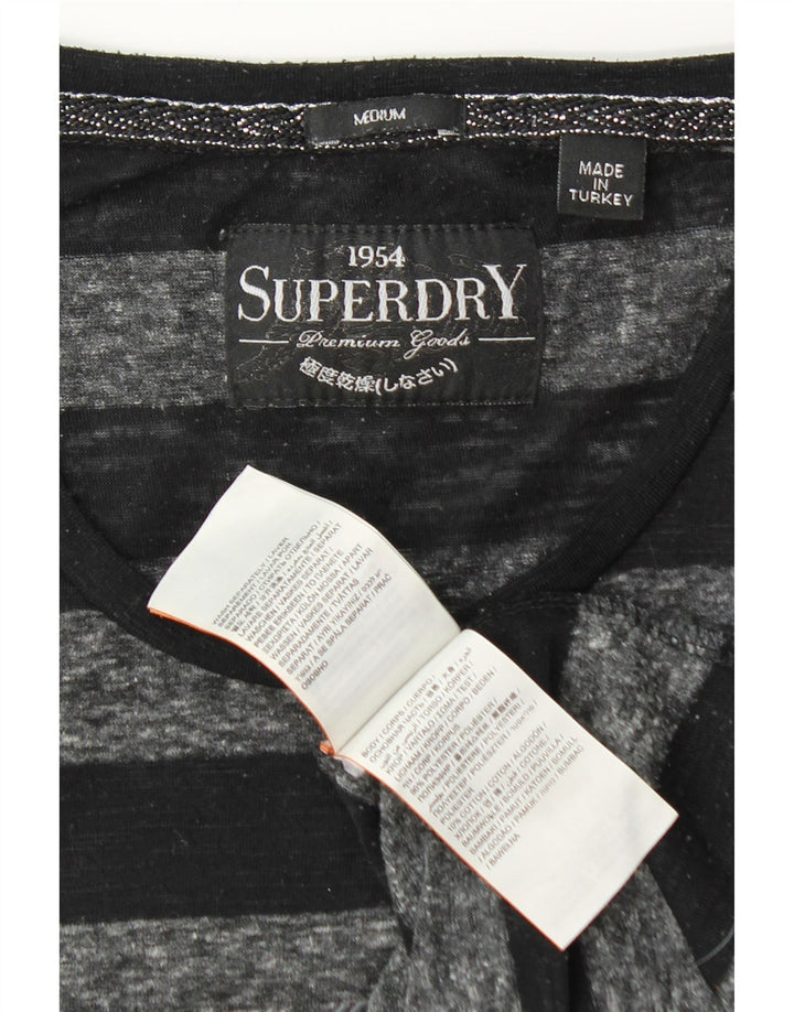 Tricou grafic Superdry pentru femei Top UK 12 Poliester cu dungi negre medii