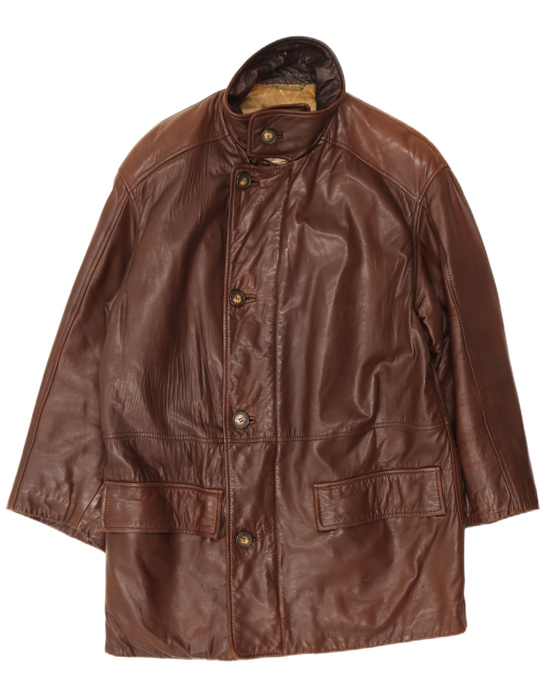 Palton de piele vintage pentru femei UK 14 mare maro