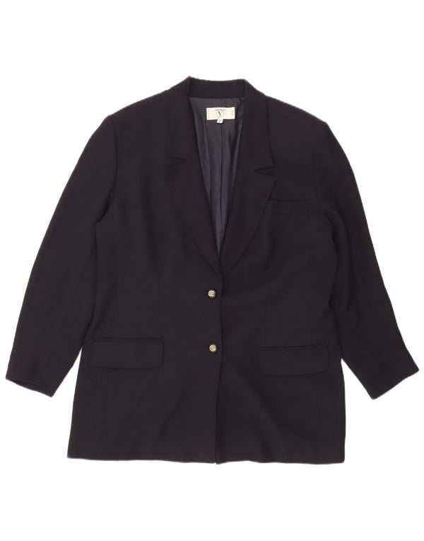 Jachetă Valentino pentru femei, cu 2 nasturi, IT 50 XL, viscoză, albastru bleumarin