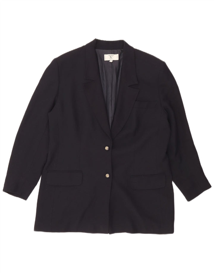 Jachetă Valentino pentru femei, cu 2 nasturi, IT 50 XL, viscoză, albastru bleumarin
