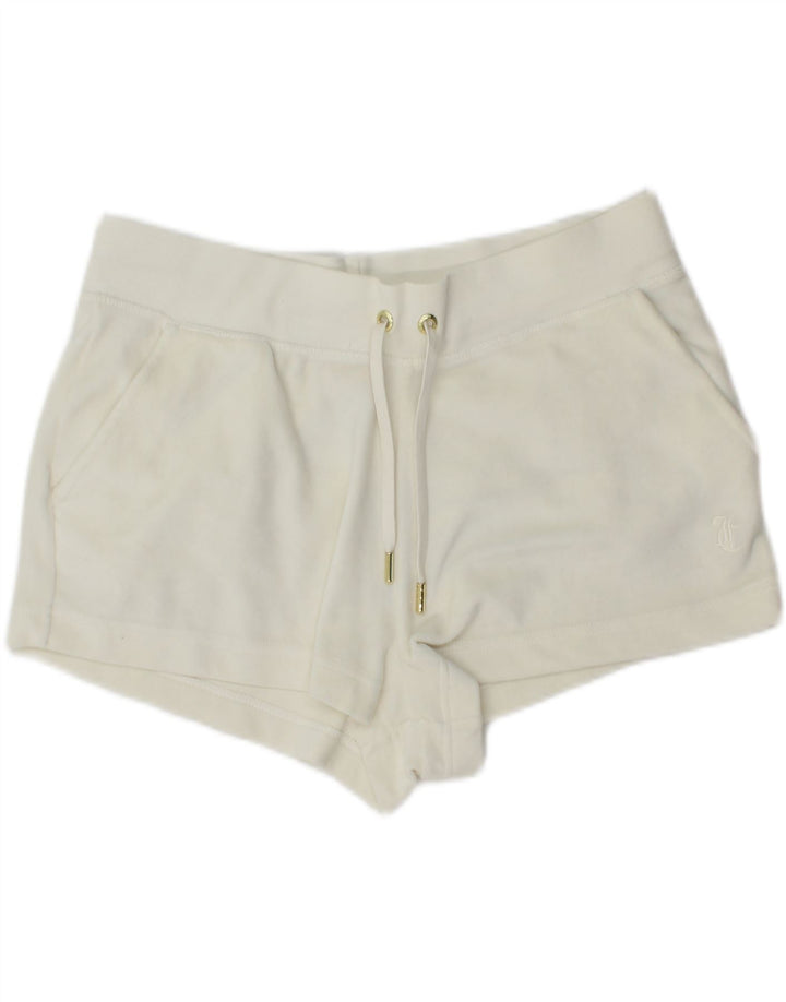 JUICY COUTURE Womens Sport Shorts UK 14 Large  White Polyester Vintage Juicy Couture and Second-Hand Juicy Couture from Messina Hembry 